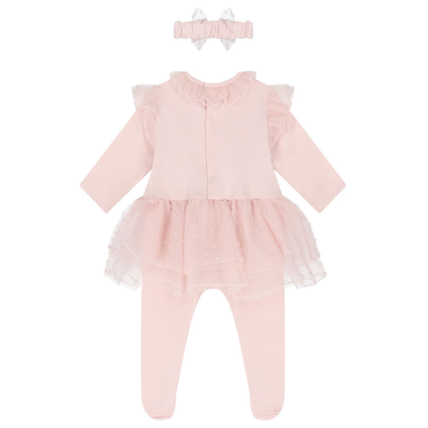 Baby Girls Pink Bow Babygrow Set, 1, hi-res