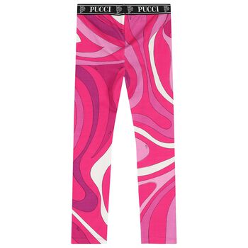 Girls Pink & Purple Logo Iride Leggings 