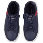 Boys Navy Blue Logo Trainers, 2, hi-res