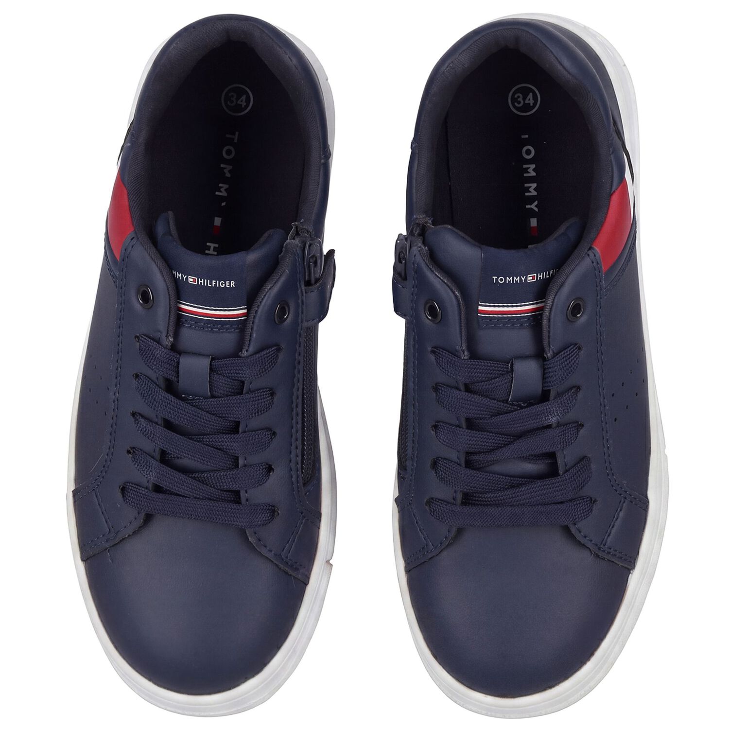 Boys Navy Blue Logo Trainers, 2, hi-res
