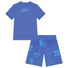 Boys Blue Logo Shorts Set, 3, hi-res