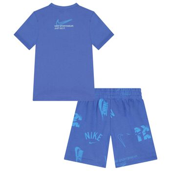 Boys Blue Logo Shorts Set