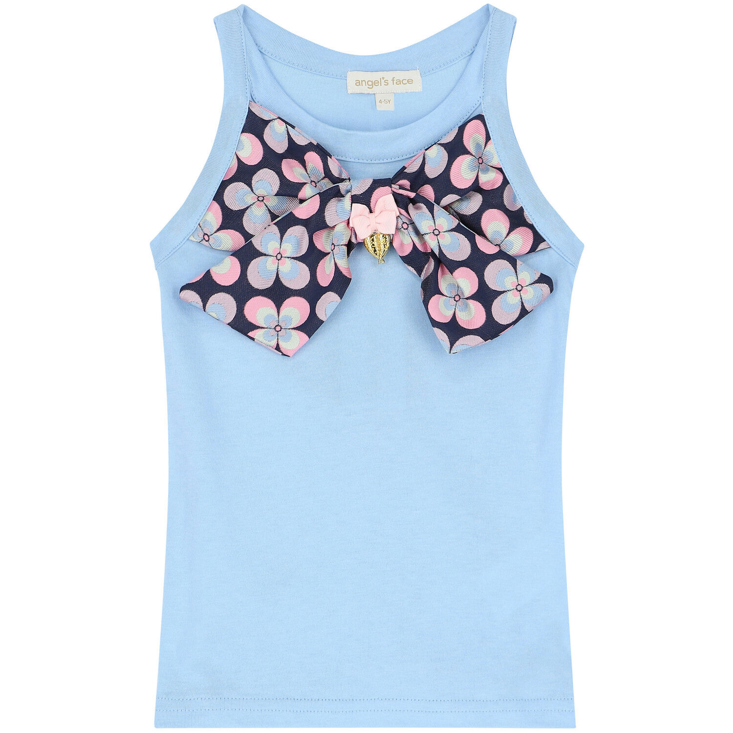 Girls Blue Bow Top, 1, hi-res
