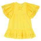Girls Yellow Cotton Dress, 1, hi-res