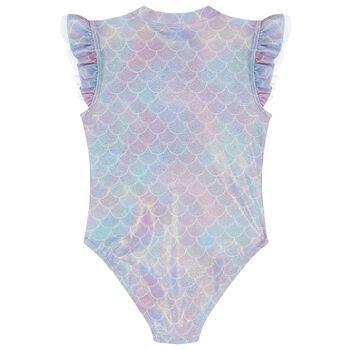 Girls Purple & Blue Metallic Mermaid Swimsuit