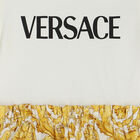 Younger Girls Ivory & Gold Barocco Logo Dress, 1, hi-res