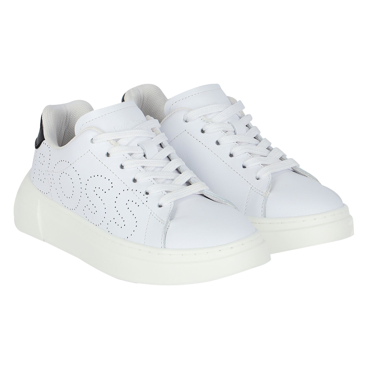 Boys White Logo Trainers, 1, hi-res image number null