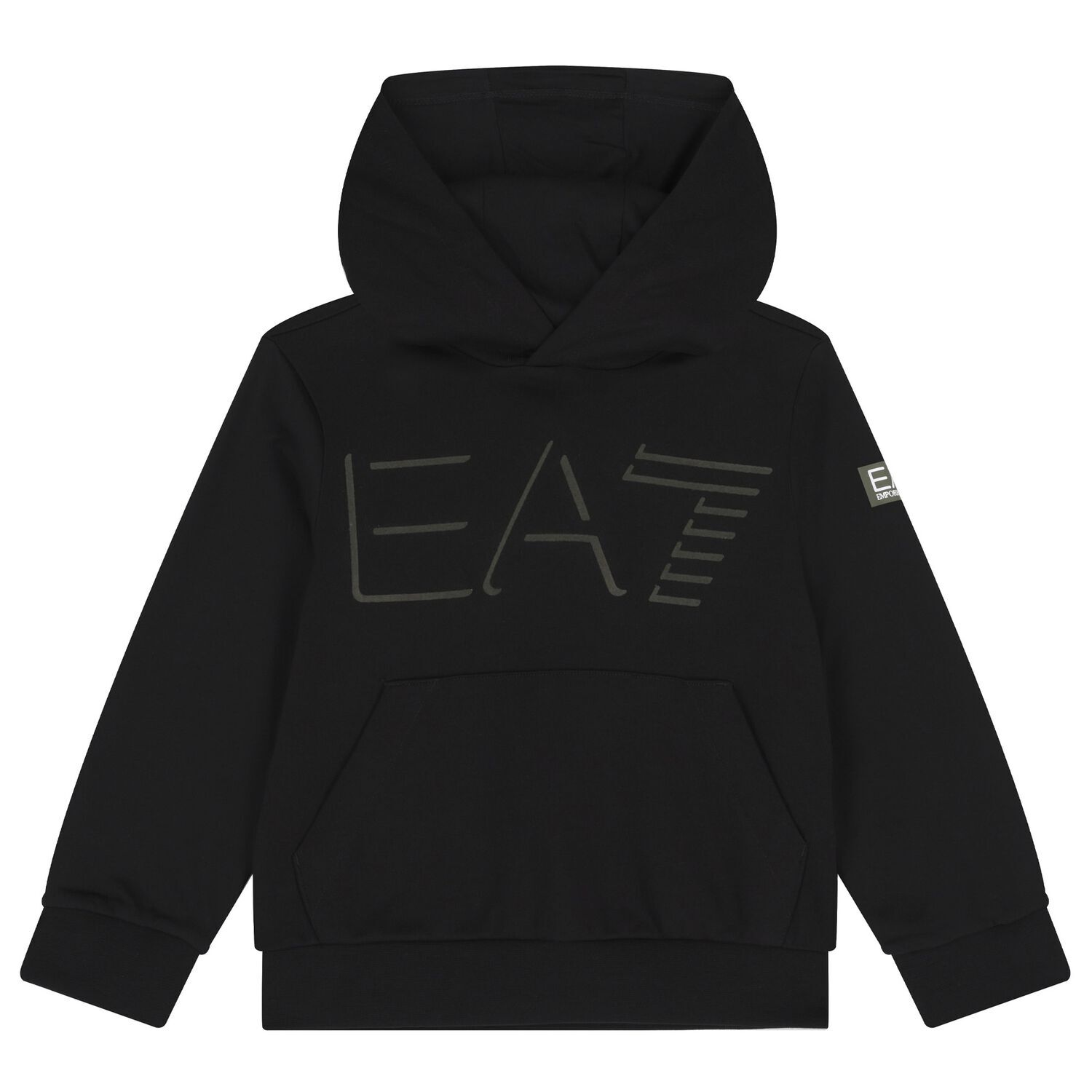 Boys Black Logo Hooded Top, 1, hi-res