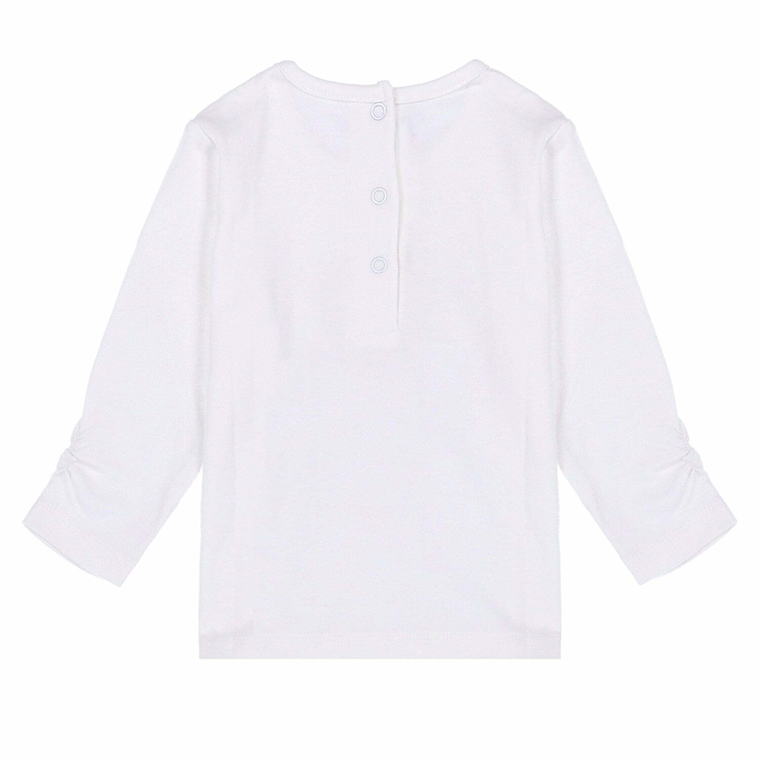 Baby Girls White Cotton Top, 1, hi-res