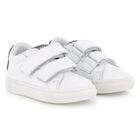 Boys White Ikonik Karl Logo Trainers, 1, hi-res