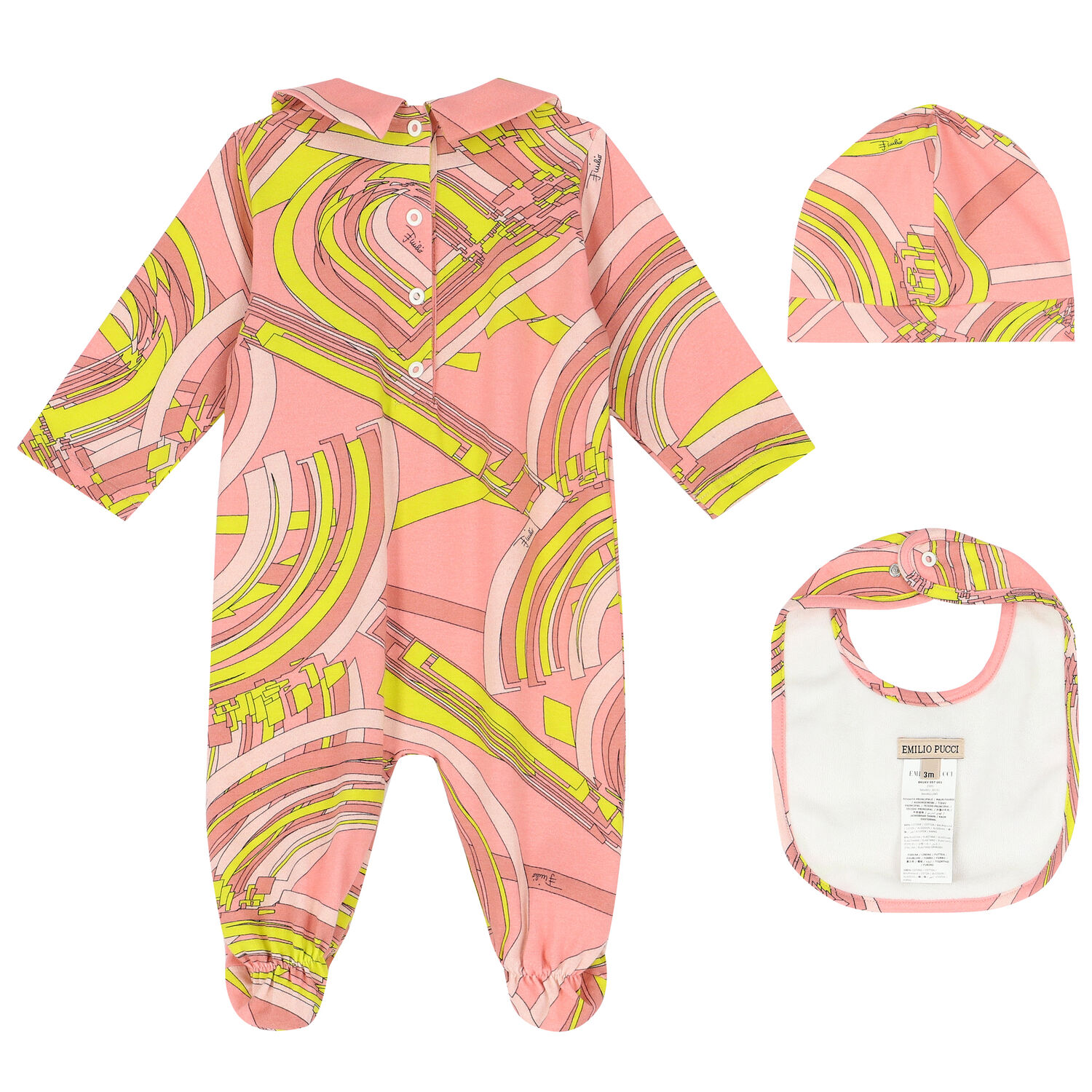 Baby Girls Pink & Yellow Babygrow Set, 1, hi-res