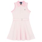Girls Pink Logo Polo Dress , 2, hi-res
