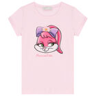Girls Pink Bunny T-Shirt, 1, hi-res