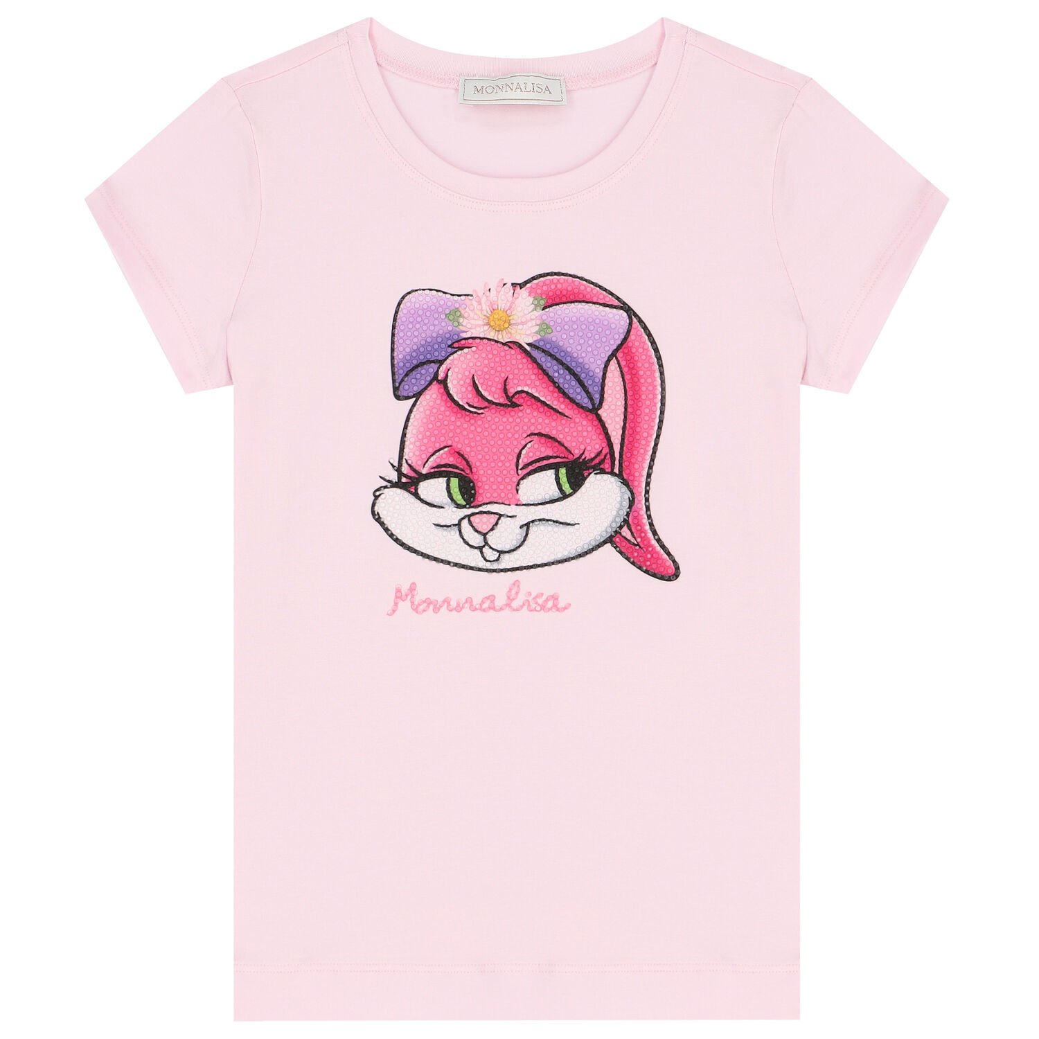 Girls Pink Bunny T-Shirt, 1, hi-res