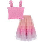 Girls Pink Tulle Skirt Set, 1, hi-res