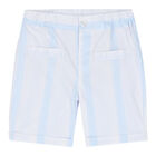 Younger Boys White & Blue Shorts, 1, hi-res