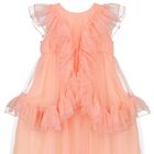 Girls Pink Tulle Ruffled Dress, 1, hi-res