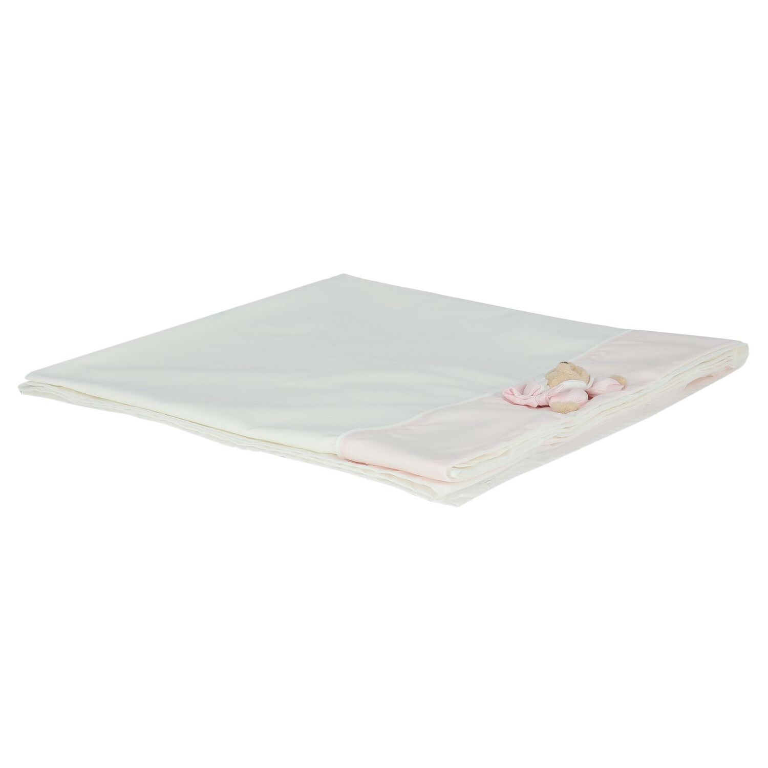 Baby Girls White & Pink Teddy Bear Blanket Set, 2, hi-res image number null