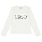 Girls Ivory Logo Long Sleeve Top, 1, hi-res