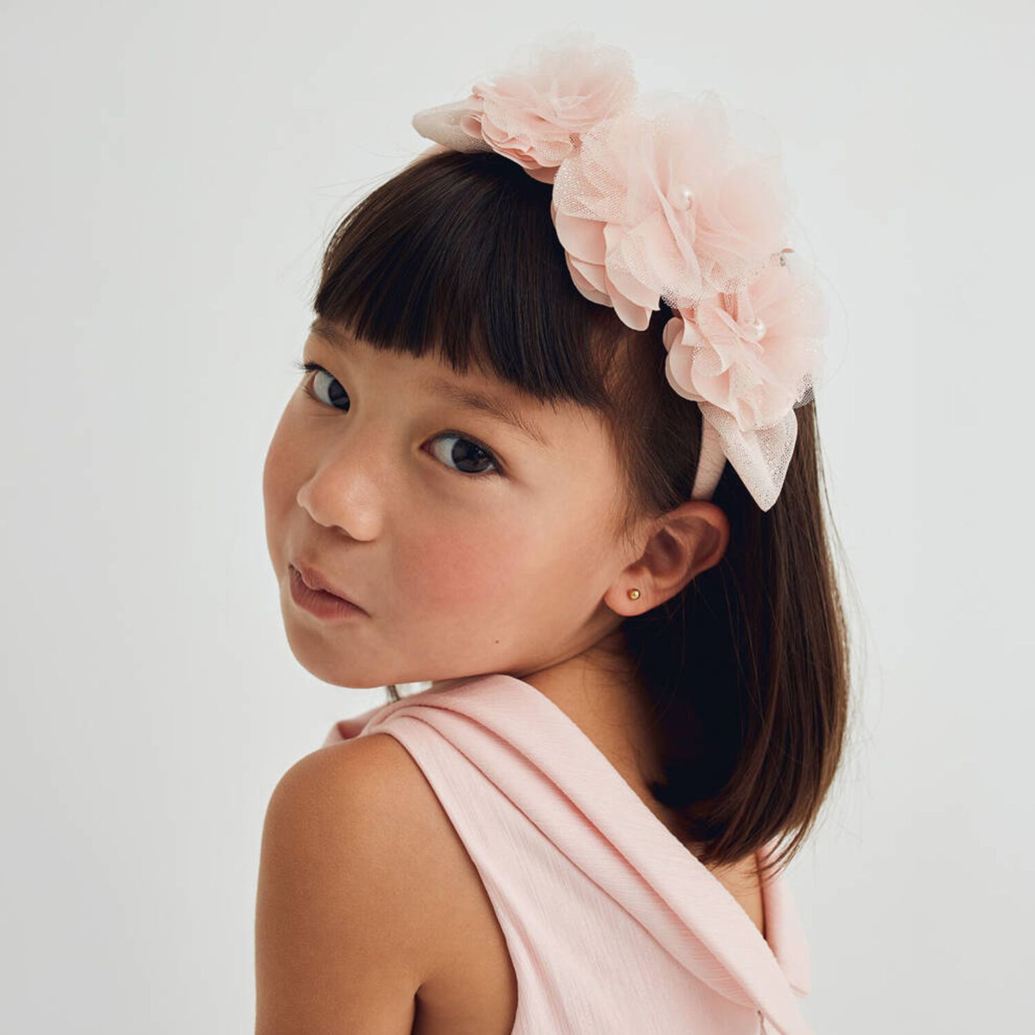 Girls Pink Flower Headband, 2, hi-res