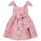 Girls Pink Castle Jacquard Dress, 1, hi-res