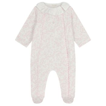 Baby Girls Ivory & Pink Babygrow
