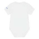 Baby Boys White & Blue Cotton Dungaree Set, 1, hi-res