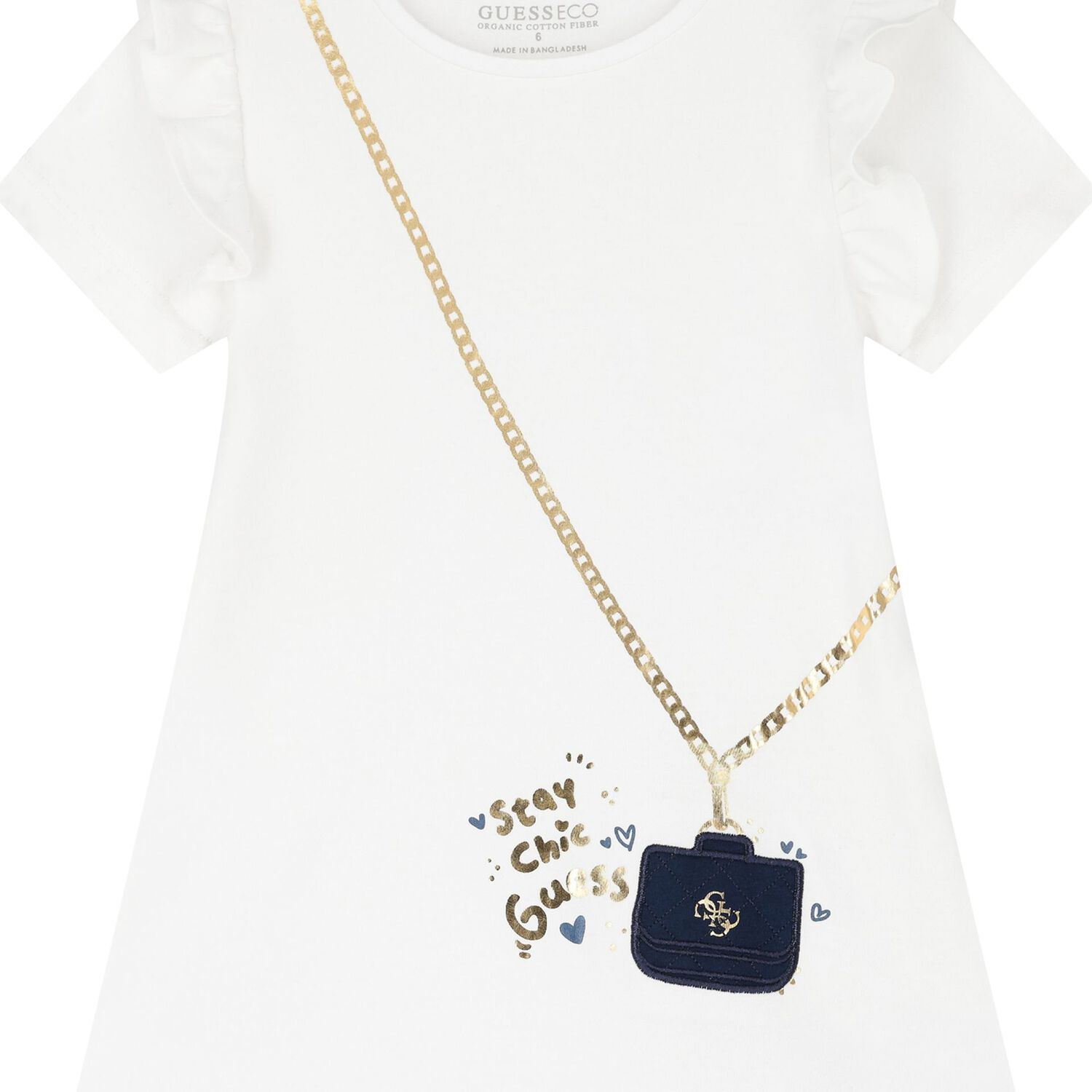 Girls White Logo Bag Dress, 1, hi-res