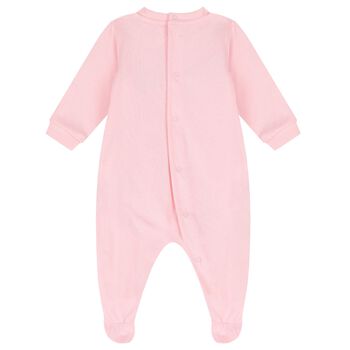 Baby Girls Pink Teddy Bear Logo Babygrow