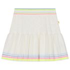 Girls Ivory Pleated Skirt, 1, hi-res