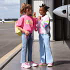 Girls Blue Denim Sequin Jeans, 1, hi-res