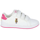 Girls White Logo Trainers, 1, hi-res