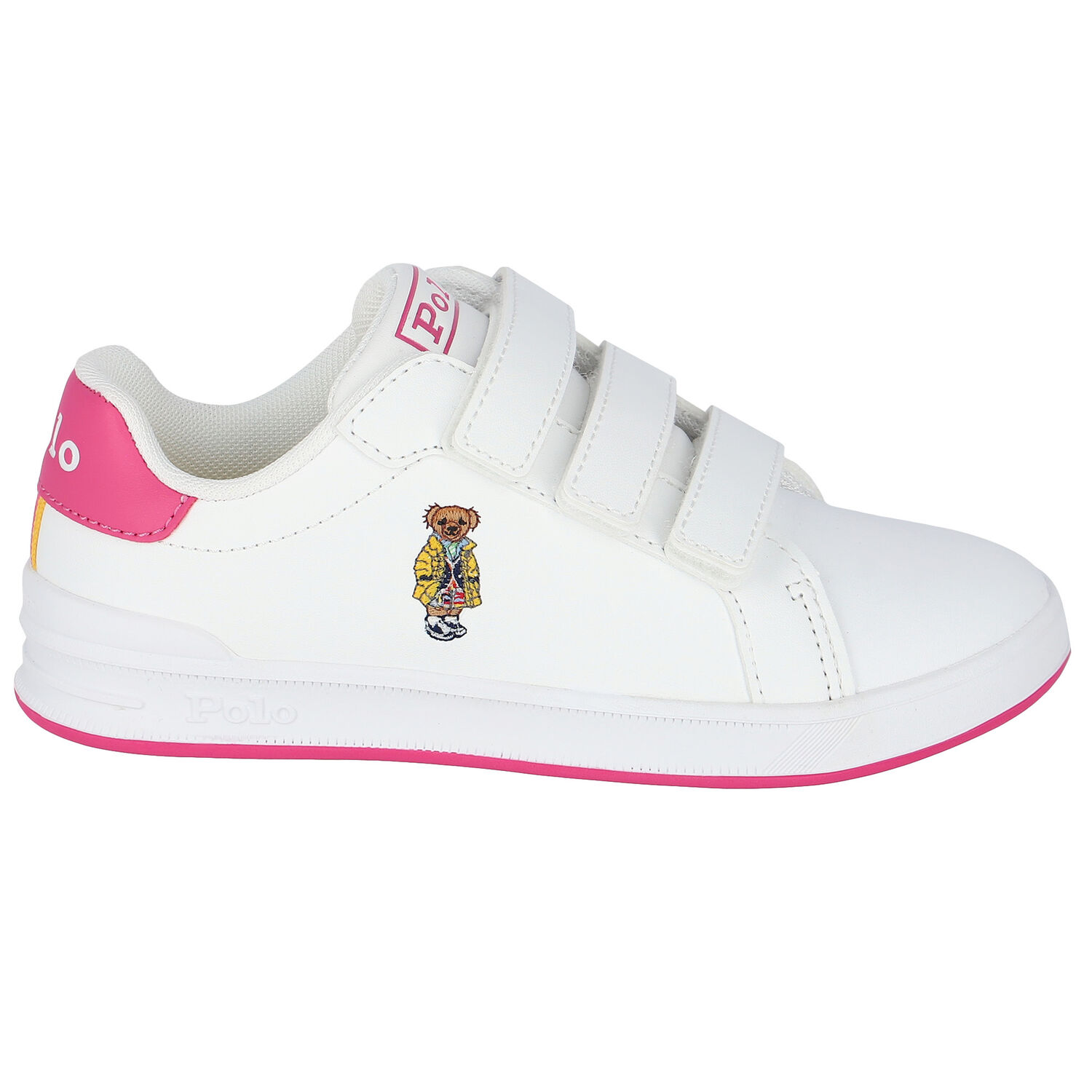 Girls White Logo Trainers, 1, hi-res
