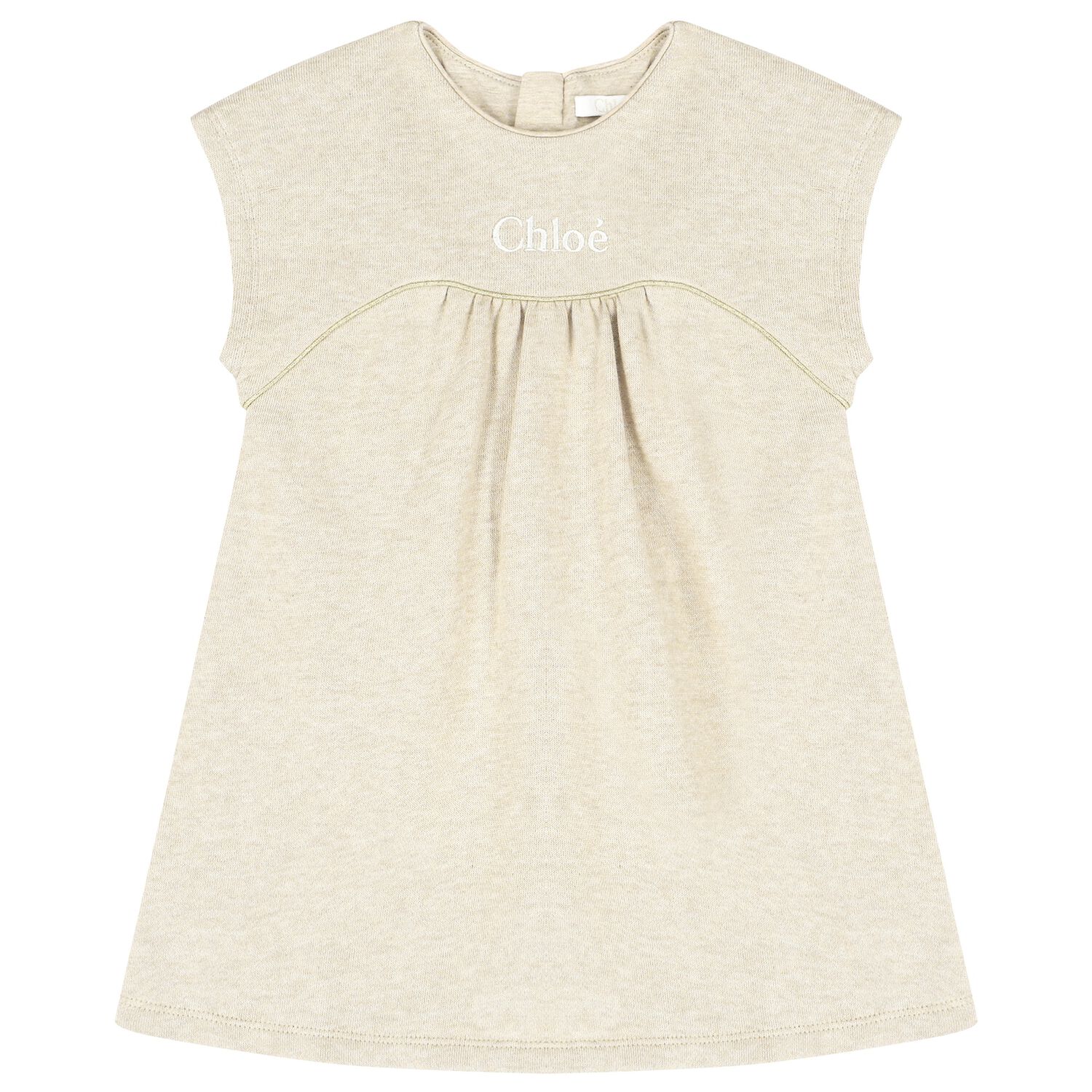 Younger Girls Beige Logo Dress, 1, hi-res