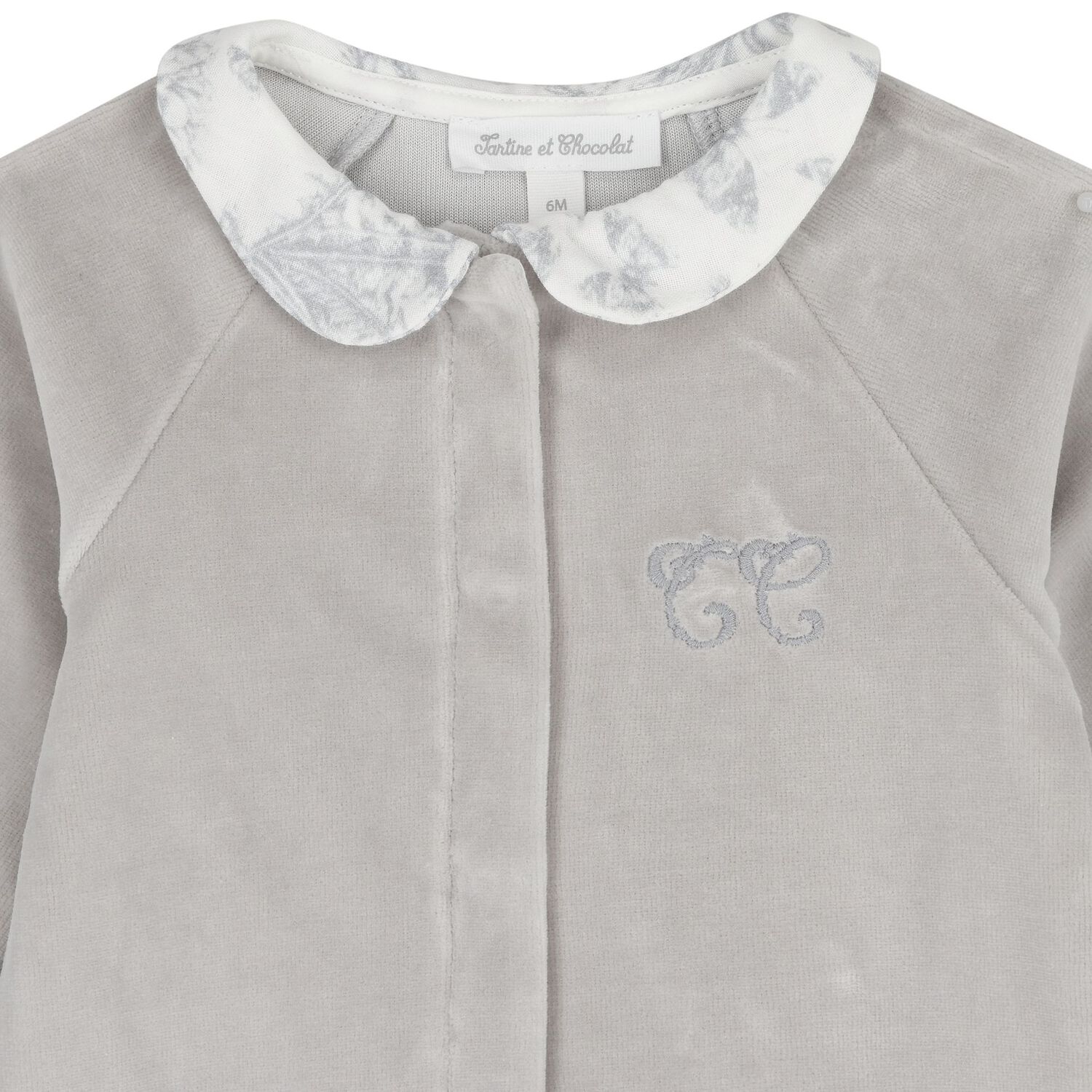 Grey & Ivory Toile De Jouy Babygrow, 2, hi-res