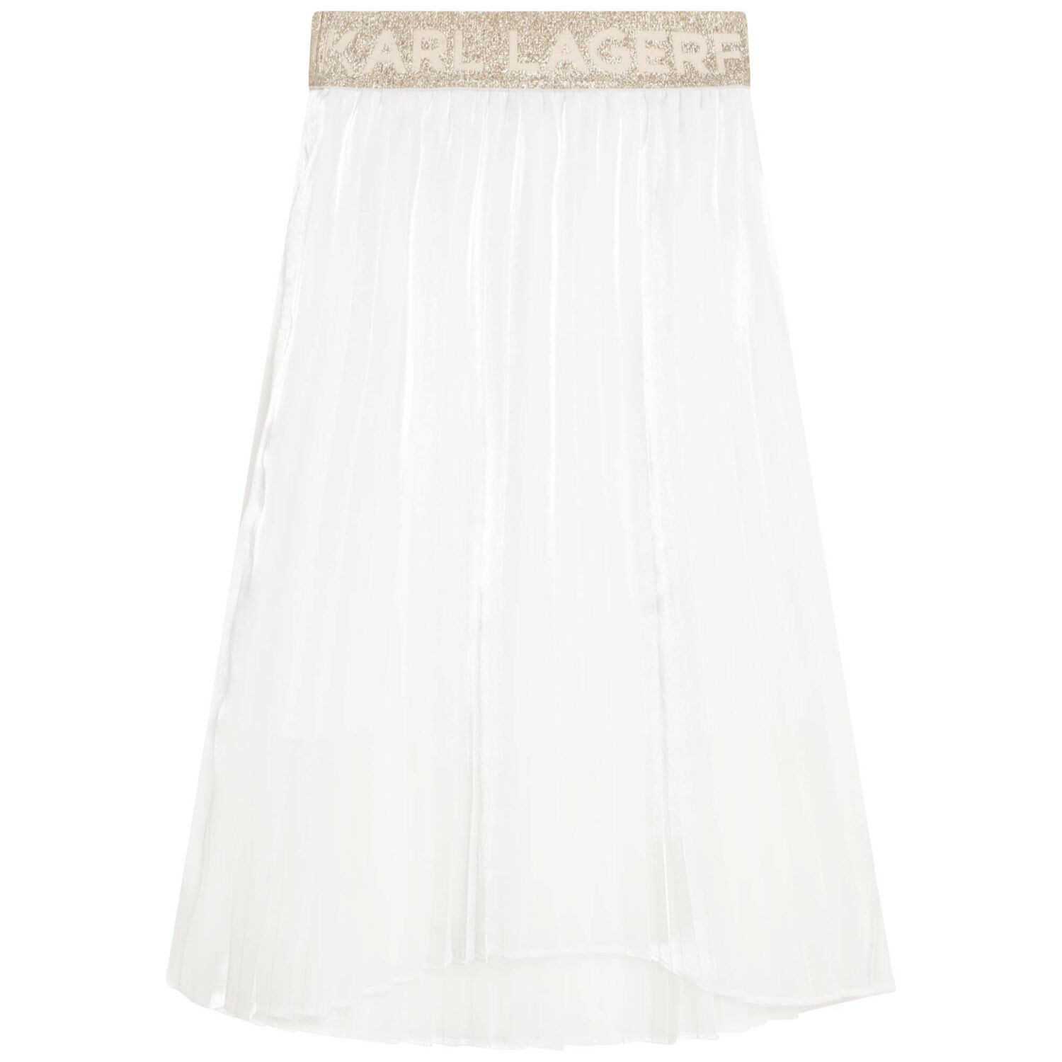 Girls White Pleated Logo Skirt, 1, hi-res image number null