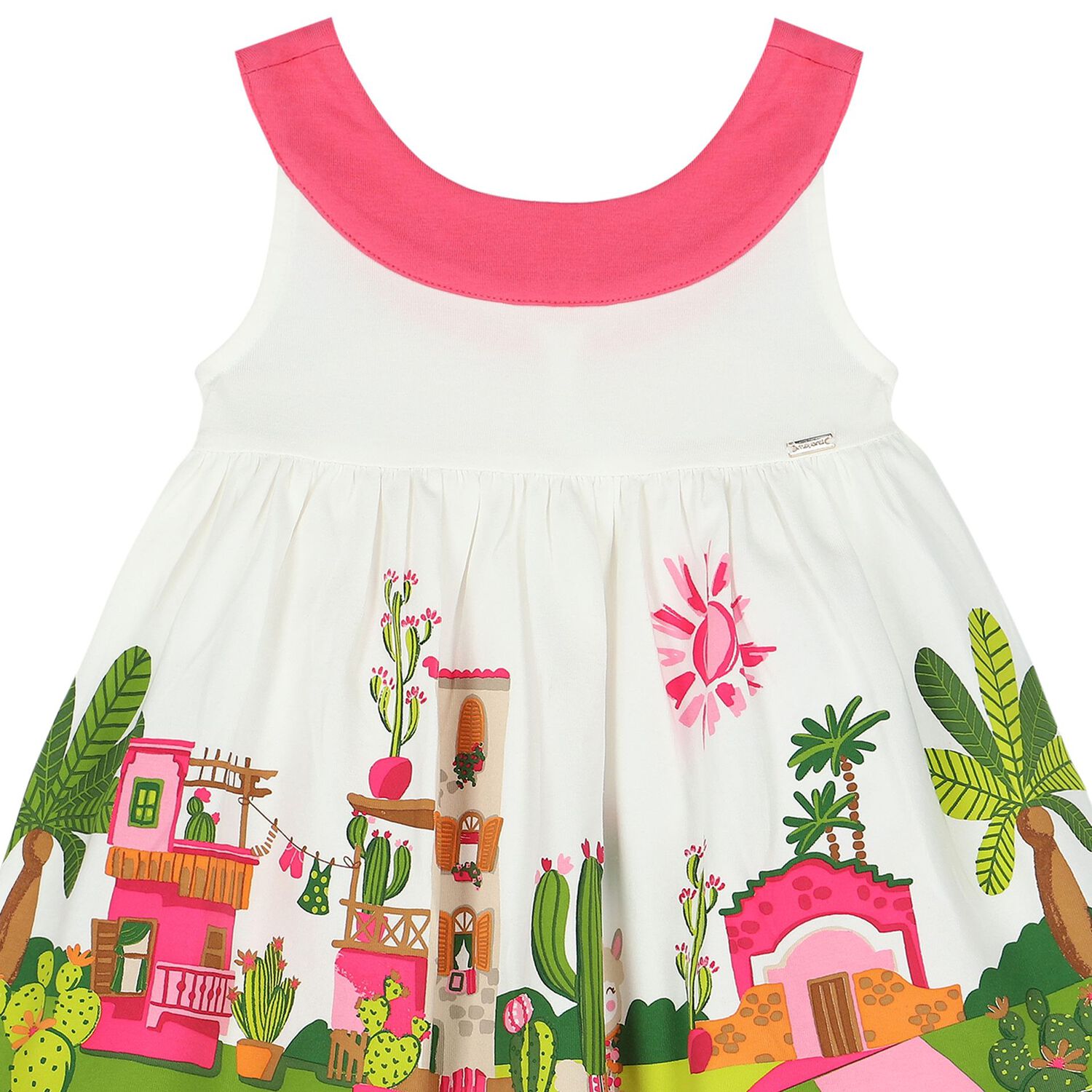 Younger Girls White Flared Dress, 1, hi-res image number null