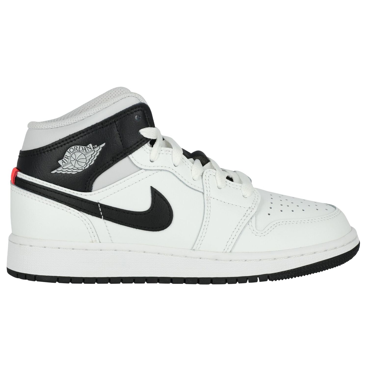 White & Black Air Jordan 1 Mid Trainers, 5, hi-res