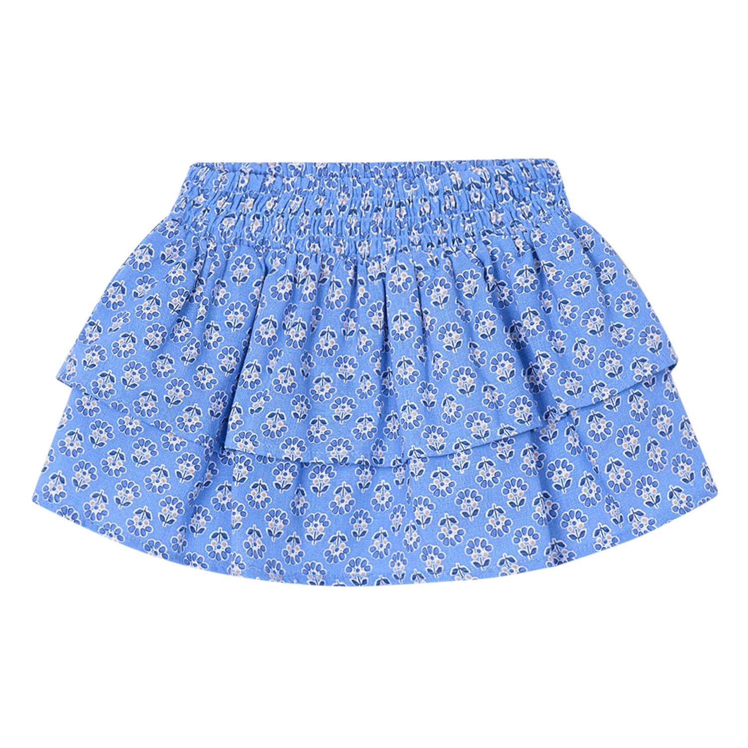 Girls Blue Floral Skirt, 2, hi-res