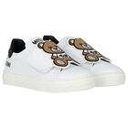 White & Black Teddy Bear Logo Trainers, 1, hi-res