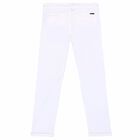 Girls White Stretch Satin Chino Pants, 1, hi-res