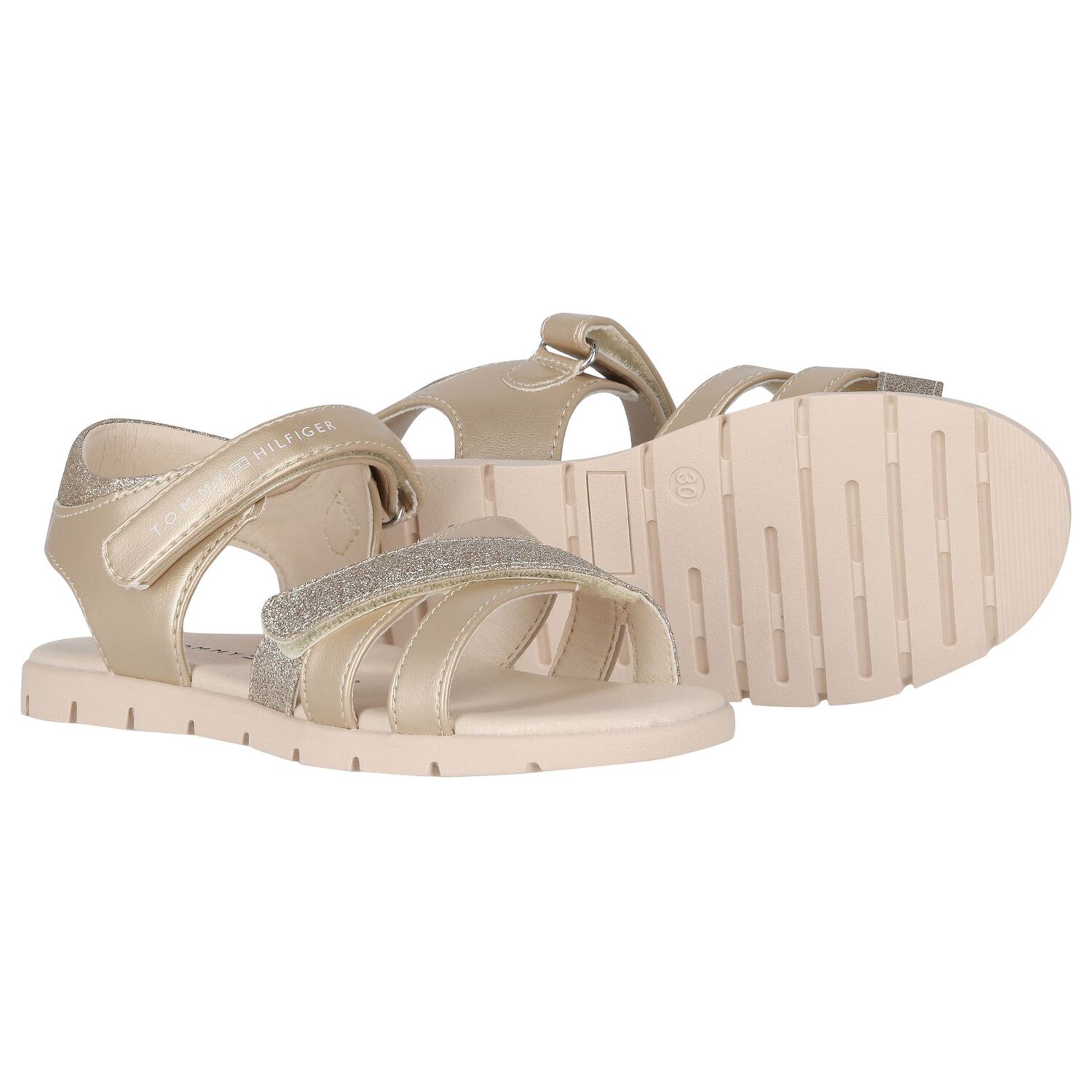 Girls Gold Logo Sandals, 1, hi-res image number null