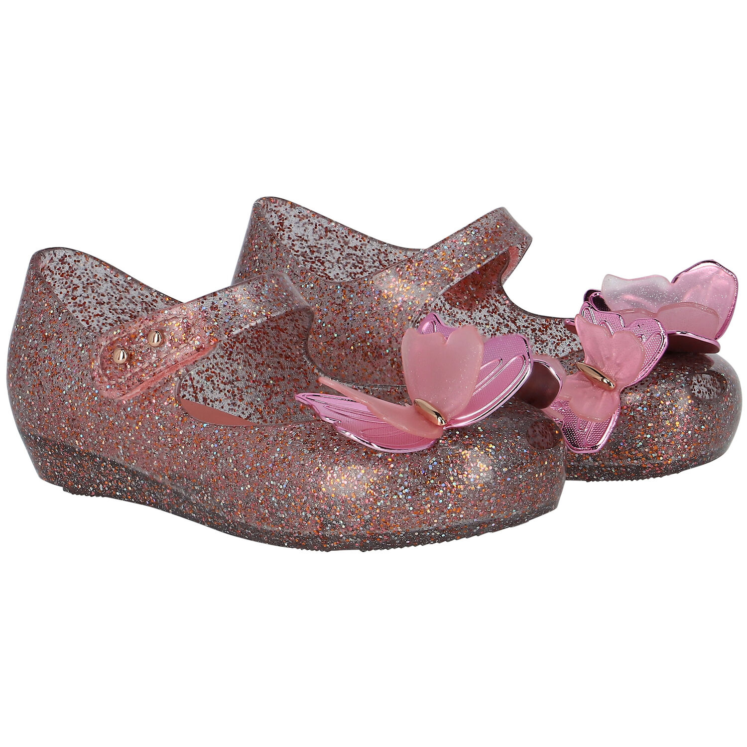 Younger Girls Pink Butterfly Jelly Shoes, 1, hi-res