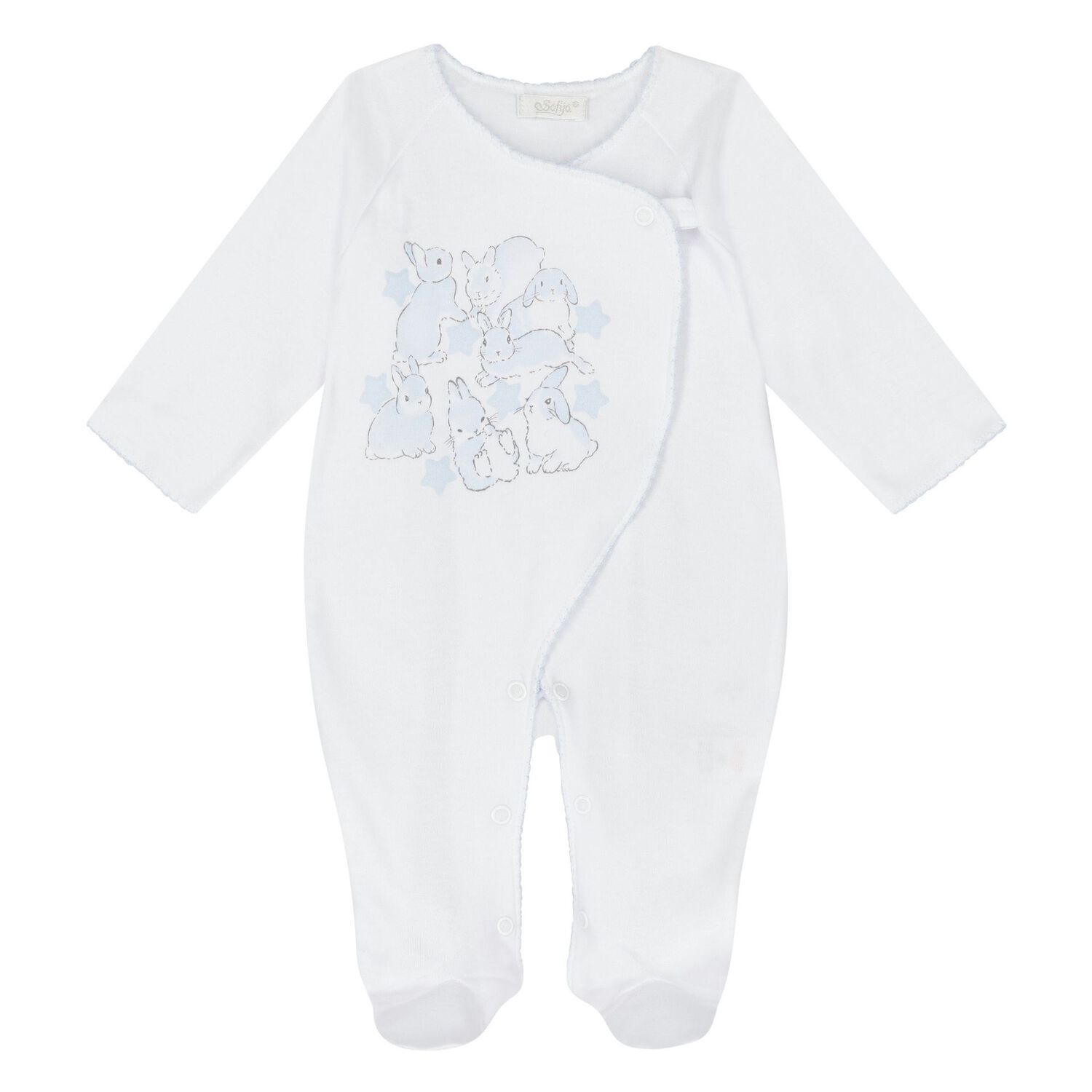 Baby Boys White & Blue Bunny Babygrow Gift Set, 1, hi-res