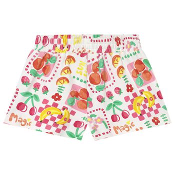 Younger Girls White Fruits Shorts