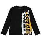 Boys Black Logo Long Sleeve Top, 3, hi-res
