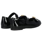 Girls Black Logo Patent Leather Shoes, 1, hi-res