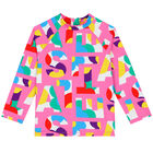 Girls Pink Logo Rash Vest, 1, hi-res