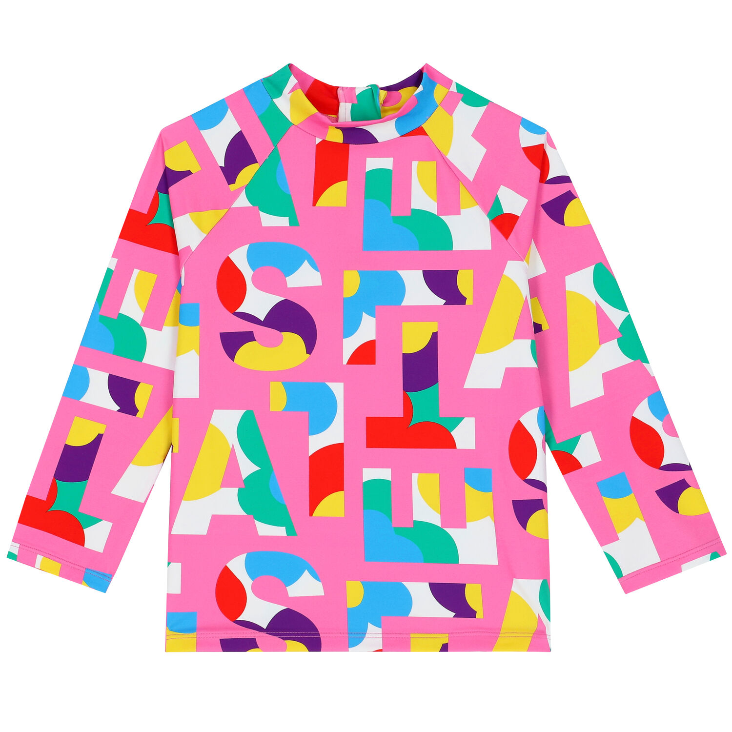 Girls Pink Logo Rash Vest, 1, hi-res