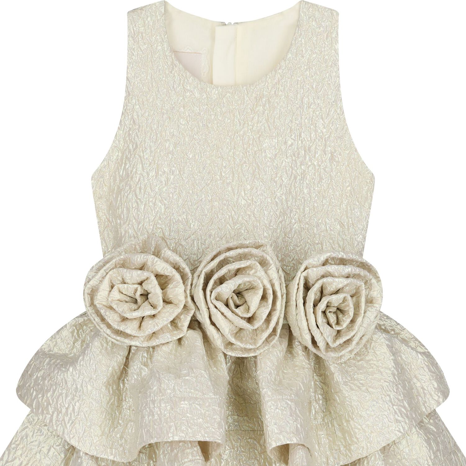 Girls Gold Rose Tiered Dress, 1, hi-res